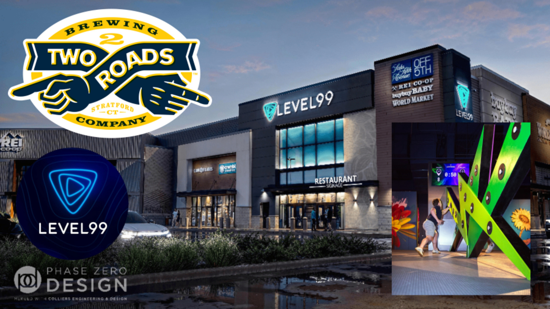 Two Roads Brewing Comes to Hartford Partners with Level99 in West Hartford: A New Hub for Games, Dining, and Craft Beverages