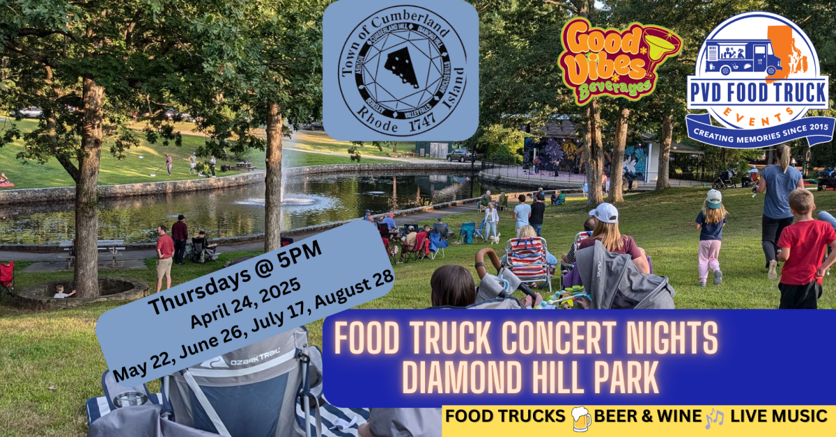 Join us on July 17 2025, at Diamond Hill Park, Cumberland, RI for the Food Truck Concert Nights featuring over a dozen food trucks, live music, local beer, and a beautiful park setting. Free admission and family-friendly fun!
